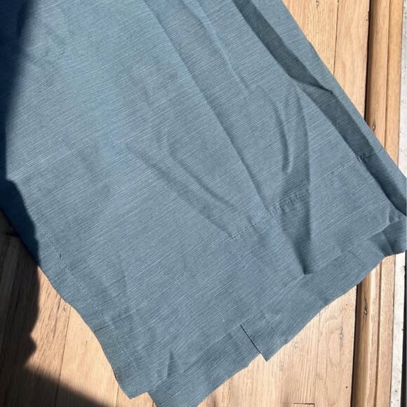 2 Threshold Blue 50W x 84L Rod Pocket Linen Curtains - Picture 2 of 3